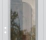 Modern Steel Front Door Diamond C1 36" x 96" white/white clear Glass Panel stainless steel RHI with Transom mirrored Glass
