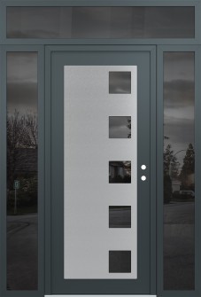 Diamond C5 60" x 96" anthracite/anthracite mirrored Glass Panel stainless steel LHI with 2 Sidelites and Transom mirrored Glass