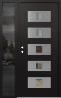 Diamond D8 50" x 80" black/black clear Glass Panel stainless steel RHI with Sidelite mirrored Glass