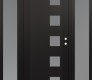 Modern Steel Front Door Diamond C5 60" x 80" black/white frosted Glass Panel black LHI with 2 Sidelites frosted Glass