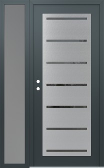 Diamond C11 52" x 80" anthracite/anthracite mirrored Glass Panel stainless steel RHI with Sidelite frosted Glass