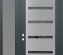 Modern Steel Front Door Diamond C7 48" x 96" anthracite/anthracite mirrored Glass Panel stainless steel RHI with Sidelite and Transom frosted Glass