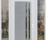Modern Steel Front Door Diamond C6 60" x 96" white/white clear Glass Panel stainless steel LHI with 2 Sidelites and Transom clear Glass