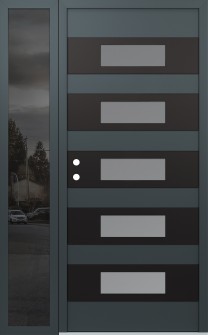 Diamond D5 52" x 80" anthracite/anthracite frosted Glass Panel black RHI with Sidelite mirrored Glass