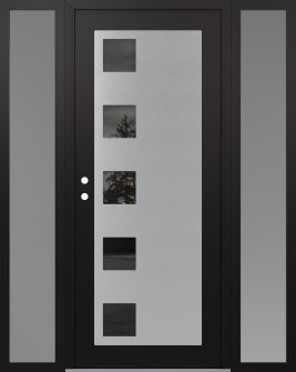 Diamond C5 68" x 80" black/black mirrored Glass Panel stainless steel RHI with 2 Sidelites frosted Glass