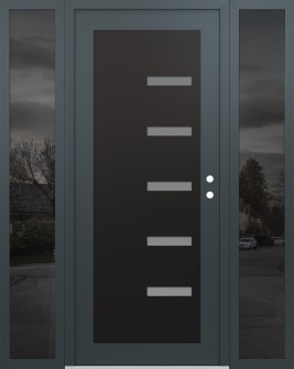 Diamond C8 68" x 80" anthracite/anthracite frosted Glass Panel black LHI with 2 Sidelites mirrored Glass