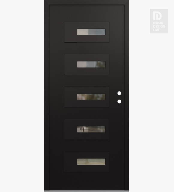 Modern Steel Front Door Diamond D6 36" x 80" black/black clear Glass Panel black LHI