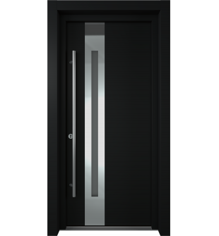 MODERN FRONT STEEL DOOR ZEPHYR BLACK/WHITE 37 2/5" X 81 1/2" RHI + HARDWARE