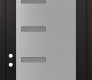 Modern Steel Front Door Diamond C8 36" x 96" black/white frosted Glass Panel stainless steel RHI with Transom frosted Glass