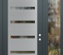Modern Steel Front Door Diamond C7 50" x 96" anthracite/anthracite clear Glass Panel stainless steel LHI with Sidelite and Transom clear Glass