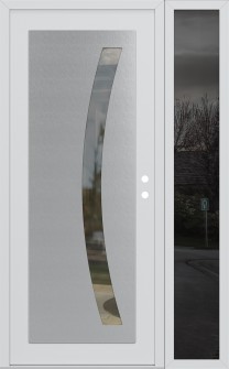 Diamond C4 52" x 80" white/white clear Glass Panel stainless steel LHI with Sidelite mirrored Glass