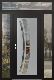 Diamond C12 60" x 96" black/black clear Glass Panel stainless steel RHI with 2 Sidelites and Transom clear Glass