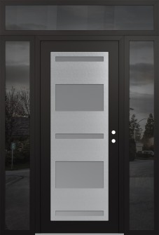 Diamond C10 60" x 96" black/white frosted Glass Panel stainless steel LHI with 2 Sidelites and Transom mirrored Glass