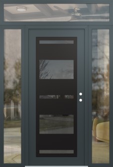 Diamond C10 68" x 96" anthracite/anthracite mirrored Glass Panel black LHI with 2 Sidelites and Transom clear Glass