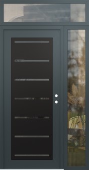 Diamond C11 50" x 96" anthracite/anthracite mirrored Glass Panel black LHI with Sidelite and Transom clear Glass