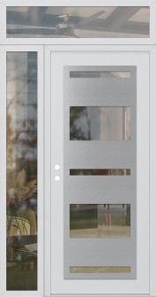 Diamond C10 50" x 96" white/white clear Glass Panel stainless steel RHI with Sidelite and Transom clear Glass