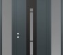 Modern Steel Front Door DIAMOND A3 64" X 96" ANTHRACITE/ANTHRACITE FROSTED GLASS PANEL BLACK RHI WITH 2 SIDELITES AND TRANSOM FROSTED GLASS