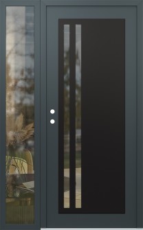 Diamond C6 52" x 80" anthracite/anthracite clear Glass Panel black RHI with Sidelite clear Glass