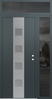 DIAMOND A12 48" X 96" ANTHRACITE/ANTHRACITE FROSTED GLASS PANEL STAINLESS STEEL LHI WITH SIDELITE AND TRANSOM MIRRORED GLASS