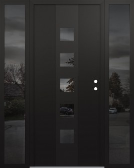 DIAMOND A13 60" X 80" BLACK/BLACK MIRRORED GLASS PANEL BLACK LHI WITH 2 SIDELITES MIRRORED GLASS