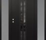 Modern Steel Front Door DIAMOND A8 68" X 80" BLACK/BLACK MIRRORED GLASS PANEL BLACK RHI WITH 2 SIDELITES FROSTED GLASS