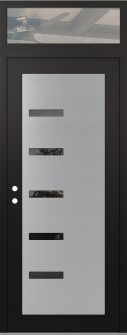 Diamond C8 36" x 96" black/black mirrored Glass Panel stainless steel RHI with Transom clear Glass