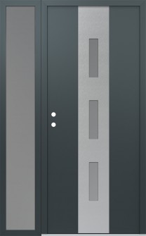 DIAMOND A7 48" X 80" ANTHRACITE/ANTHRACITE FROSTED GLASS PANEL STAINLESS STEEL RHI WITH SIDELITE FROSTED GLASS