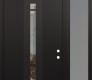 Modern Steel Front Door DIAMOND A3 50" X 96" BLACK/BLACK CLEAR GLASS PANEL BLACK LHI WITH SIDELITE AND TRANSOM FROSTED GLASS