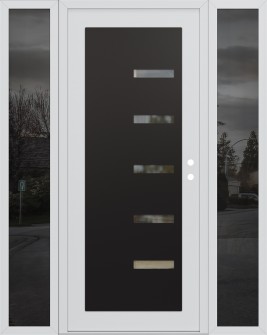 Diamond C8 60" x 80" white/white clear Glass Panel black LHI with 2 Sidelites mirrored Glass