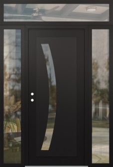 Diamond C4 64" x 96" black/black clear Glass Panel black RHI with 2 Sidelites and Transom clear Glass