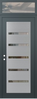 Diamond C7 36" x 96" anthracite/anthracite clear Glass Panel stainless steel RHI with Transom clear Glass