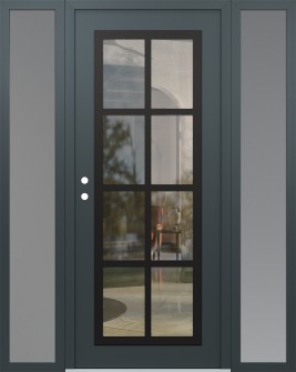 Diamond C16 60" x 80" anthracite/anthracite clear Glass Panel black RHI with 2 Sidelites frosted Glass