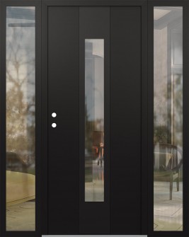 DIAMOND A1 64" X 80" BLACK/BLACK CLEAR GLASS PANEL BLACK RHI WITH 2 SIDELITES CLEAR GLASS