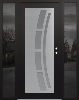 Diamond C12 68" x 80" black/white frosted Glass Panel stainless steel LHI with 2 Sidelites mirrored Glass