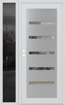 Diamond C7 50" x 80" white/white clear Glass Panel stainless steel RHI with Sidelite mirrored Glass