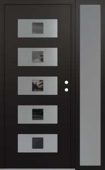 Diamond D8 52" x 80" black/black mirrored Glass Panel stainless steel LHI with Sidelite frosted Glass