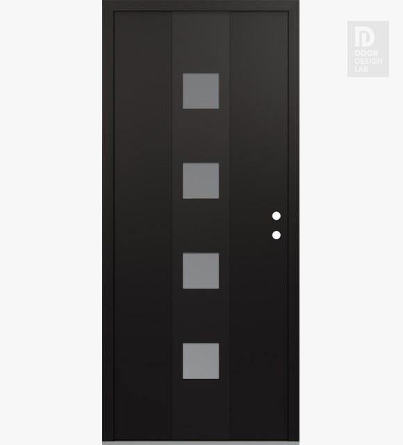 Modern Steel Front Door DIAMOND A12 36" X 80" BLACK/WHITE FROSTED GLASS PANEL BLACK LHI