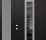 Modern Steel Front Door DIAMOND A1 52" X 96" BLACK/BLACK MIRRORED GLASS PANEL STAINLESS STEEL RHI WITH SIDELITE AND TRANSOM FROSTED GLASS