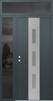 DIAMOND A7 48" X 96" ANTHRACITE/ANTHRACITE FROSTED GLASS PANEL STAINLESS STEEL RHI WITH SIDELITE AND TRANSOM MIRRORED GLASS