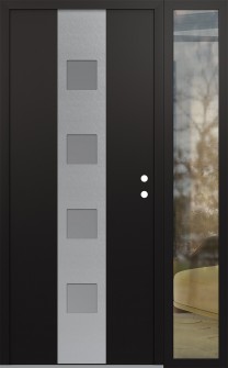 DIAMOND A12 48" X 80" BLACK/WHITE FROSTED GLASS PANEL STAINLESS STEEL LHI WITH SIDELITE CLEAR GLASS