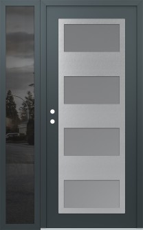 Diamond C2 48" x 80" anthracite/anthracite frosted Glass Panel stainless steel RHI with Sidelite mirrored Glass