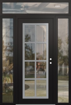 Diamond C16 60" x 96" black/black clear Glass Panel stainless steel LHI with 2 Sidelites and Transom clear Glass