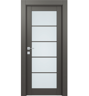 Avon 5 Lite Vetro Gray Matte Single Doors