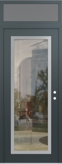 Diamond C1 36" x 96" anthracite/anthracite clear Glass Panel stainless steel LHI with Transom frosted Glass
