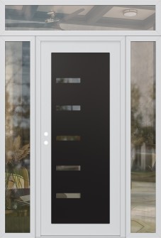 Diamond C8 60" x 96" white/white clear Glass Panel black RHI with 2 Sidelites and Transom clear Glass