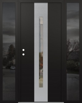 DIAMOND A2 64" X 80" BLACK/BLACK CLEAR GLASS PANEL STAINLESS STEEL RHI WITH 2 SIDELITES MIRRORED GLASS