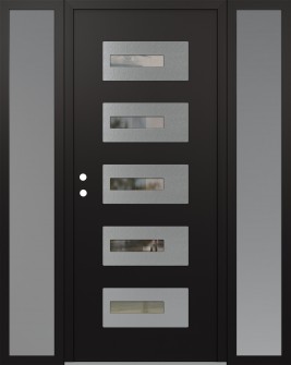 Diamond D6 68" x 80" black/black clear Glass Panel stainless steel RHI with 2 Sidelites frosted Glass