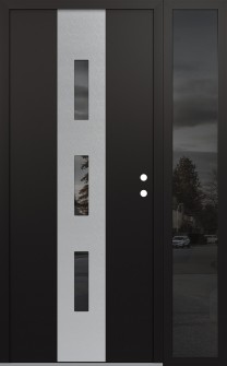 DIAMOND A7 52" X 80" BLACK/BLACK MIRRORED GLASS PANEL STAINLESS STEEL LHI WITH SIDELITE MIRRORED GLASS