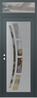 Diamond C12 36" x 96" anthracite/anthracite clear Glass Panel stainless steel RHI with Transom clear Glass