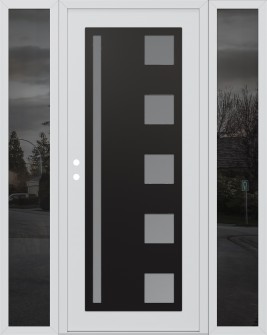 Diamond C3 60" x 80" white/white frosted Glass Panel black RHI with 2 Sidelites mirrored Glass